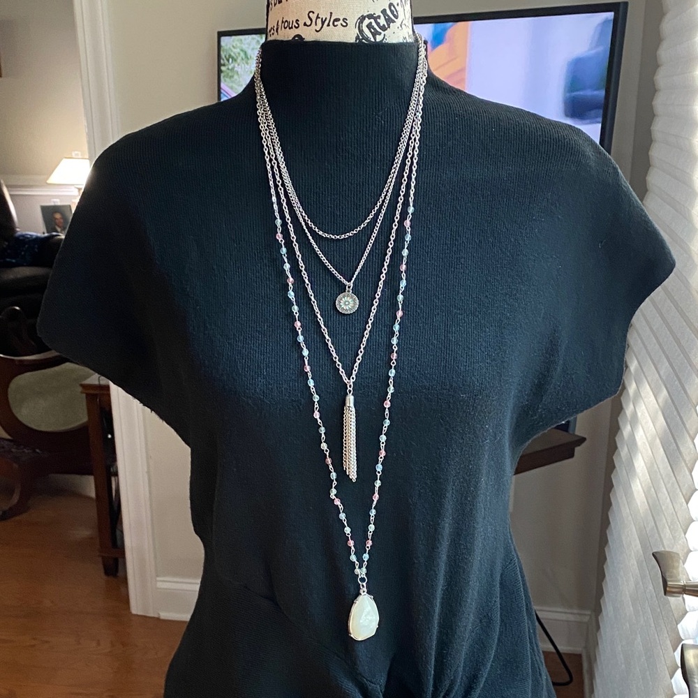 Paparazzi Silver and Pink Layered Necklace Make a 5-pc bundle for best price!